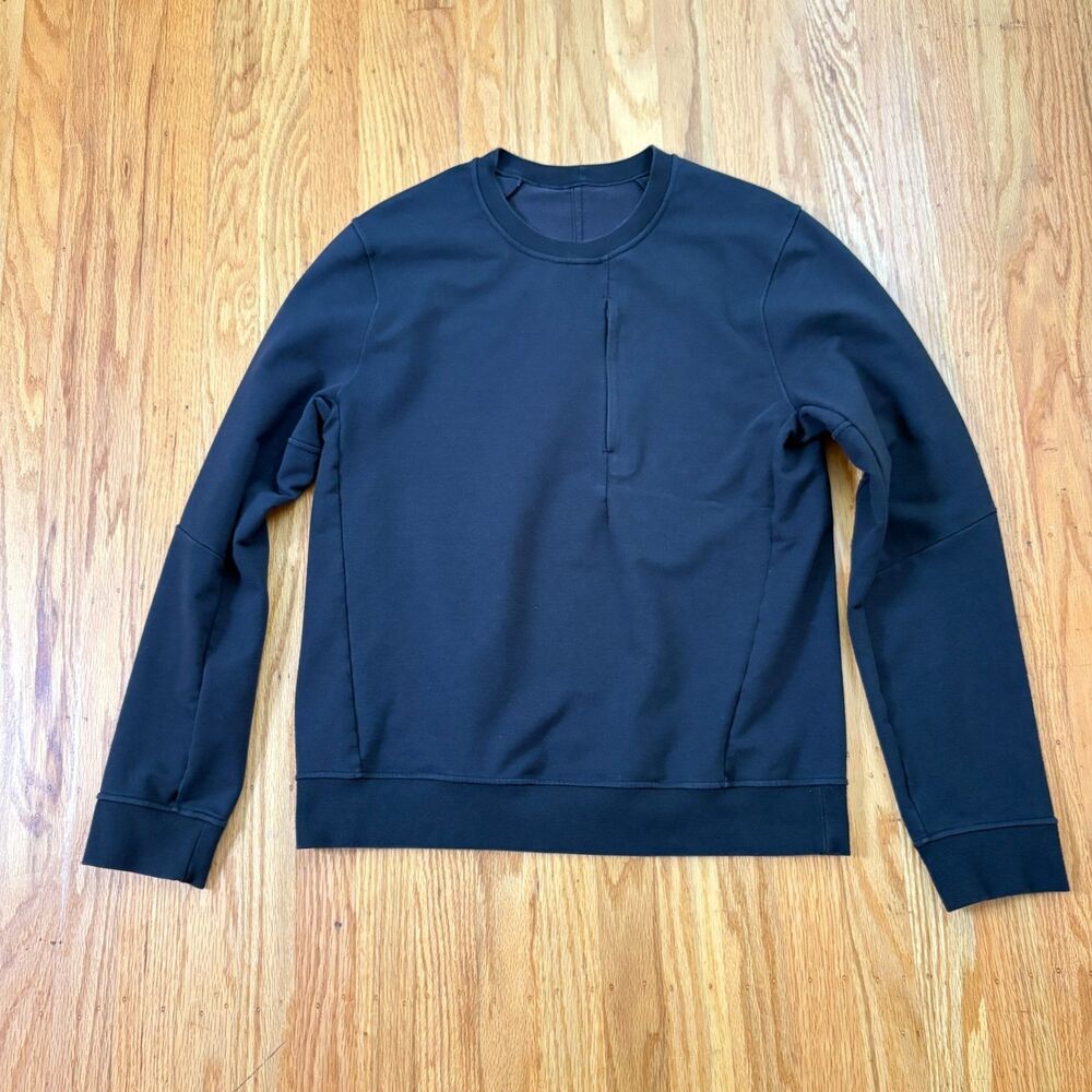 LULULEMON City Sweat Black Faded Workout Crew Neck Sweatrshirt Mens Size Medium